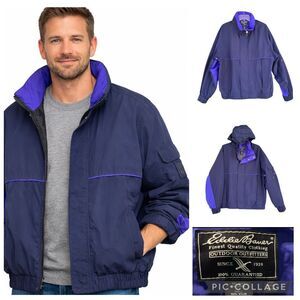 Vintage 90s Eddie Bauer Outdoor Outfitters Windbreaker Navy Jacket Men XX-Large